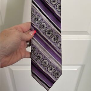 Steve Harvey Elegant Purple and Black Tie with Striped Pattern